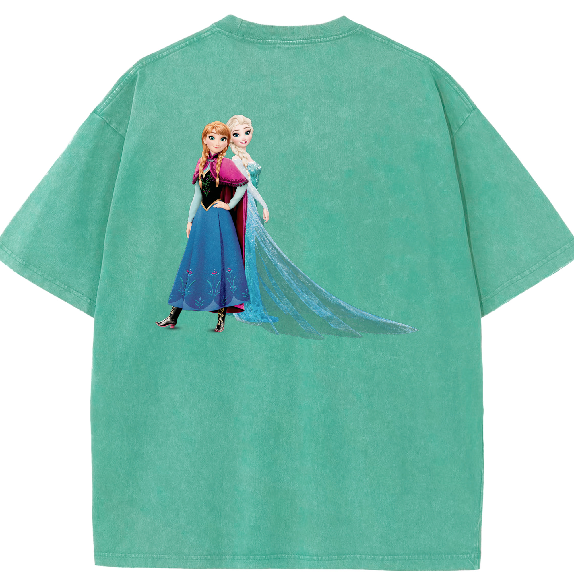 （画像用） アナと雪の女王 アンナ エルサ Frozen Anna Elsa 綿100% ヴィンテージ風 半袖Tシャツ（背面プリント）